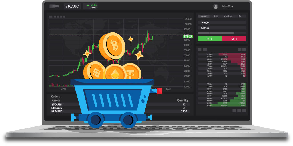 Trading platform with bonus rewards illustration