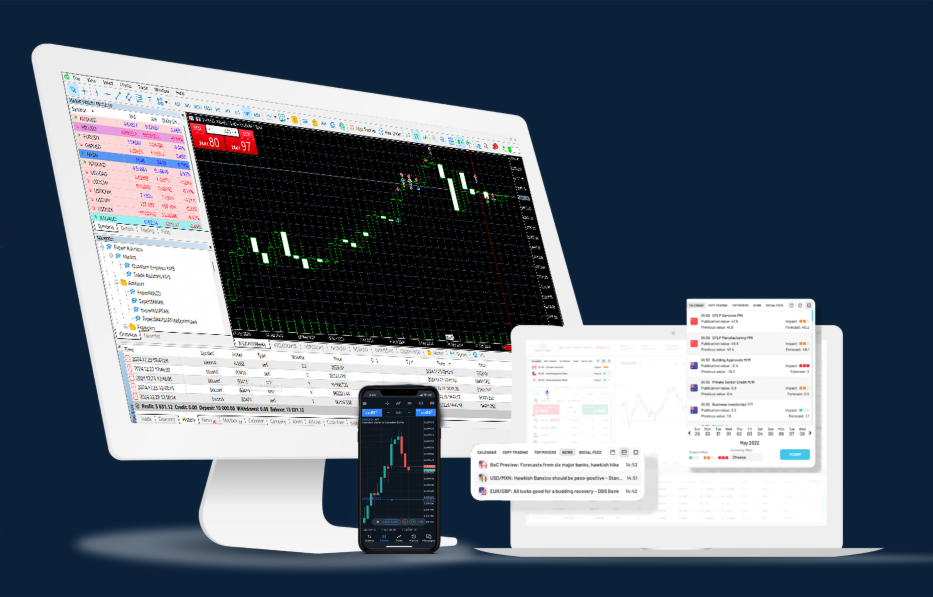MetaTrader 5 platform on desktop and mobile